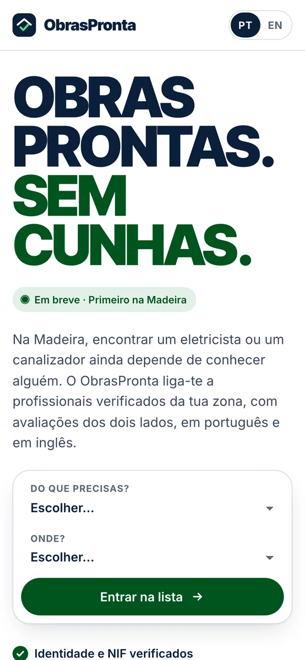 ObrasPronta no telemóvel