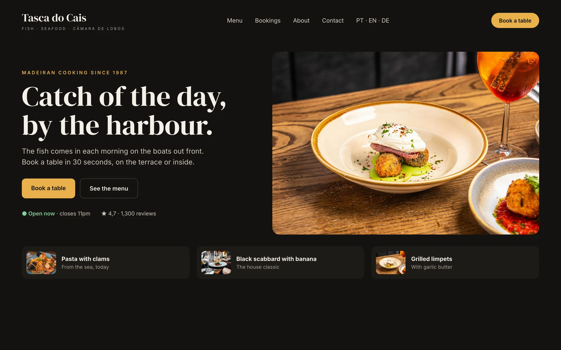 Illustrative example: restaurant website