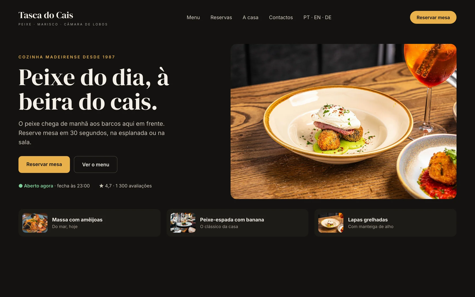 Exemplo ilustrativo: site de um restaurante